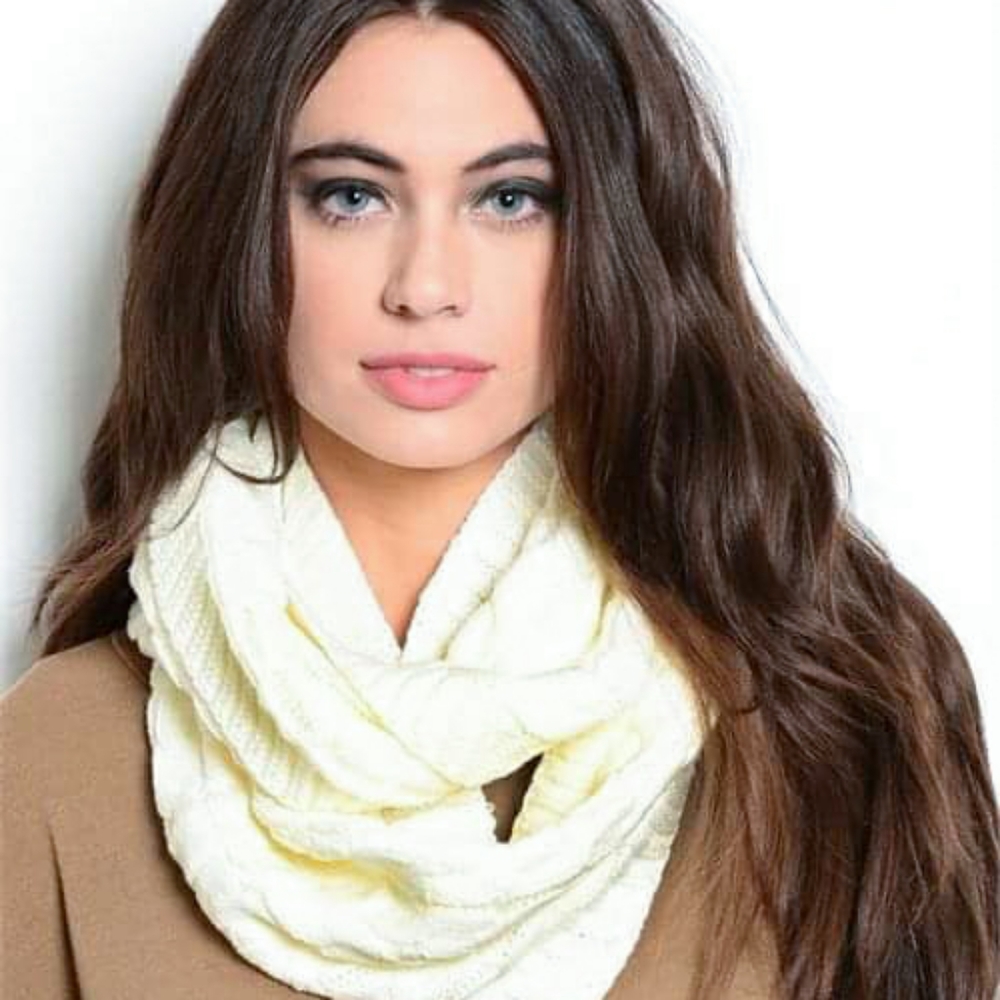 Cozy Knit Ivory Infinity Scarf